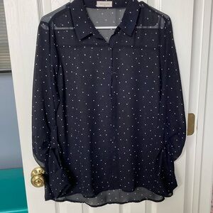 Sheer Black Polka Dot Blouse